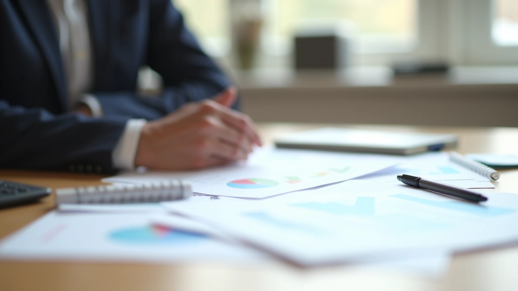 Pracovník plánující finanční strategii s grafy a poznámkami na stole