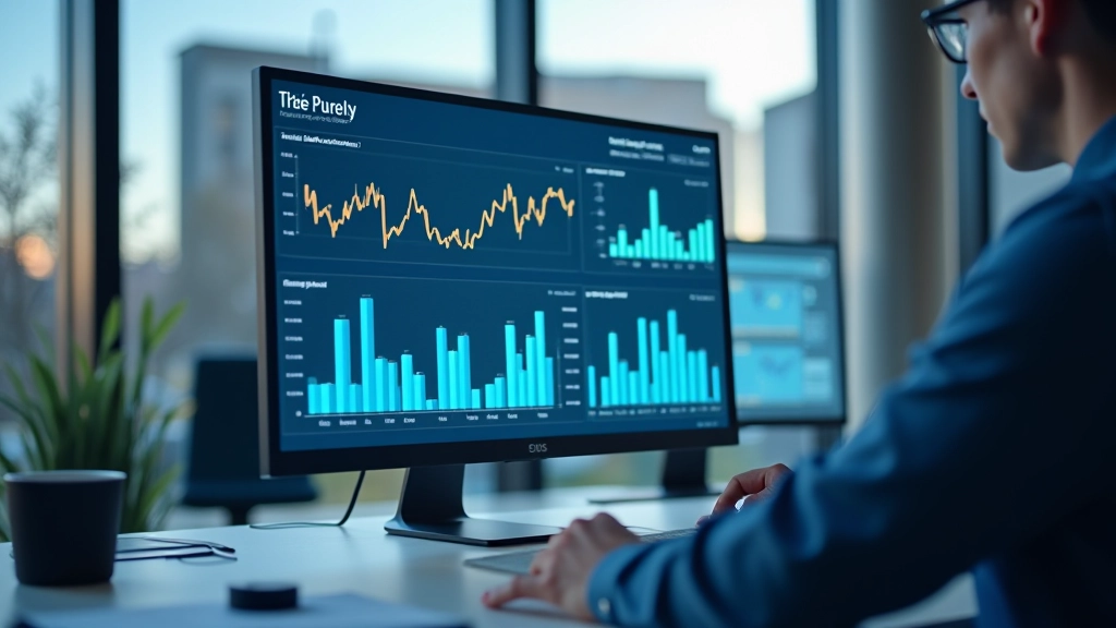 Finanční grafy zobrazující hospodářské trendy na monitoru v moderní kanceláři